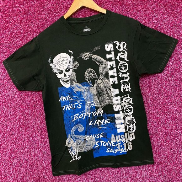 WWE Stone Cold Steve Austin And That's The Bottom Line Green T-Shirt Medium - Picture 3 of 4